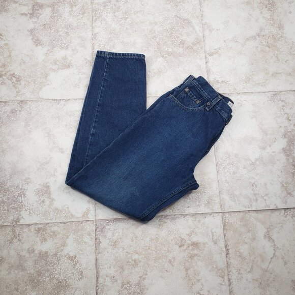 Classic Dark Wash Levis Mid Rise Mom Jeans Pants Relaxed Misses Size 10 Medium - Picture 1 of 9